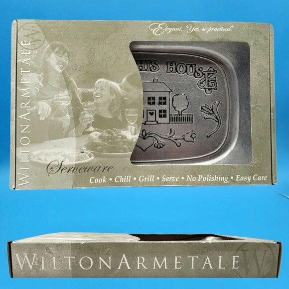 Wilton Armetale Pewter Bread Tray • Bless This House 2001 Serveware Made in USA - Picture 5 of 6